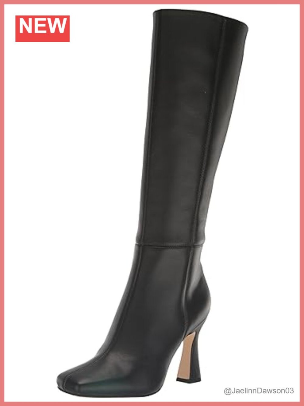 Knee-High Boots with Square Toe and Flare Heel